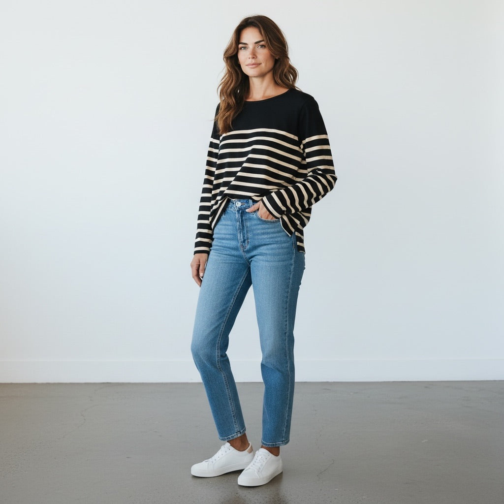 Black/Tan Striped Maurice’s Women-Tops, Extra Small